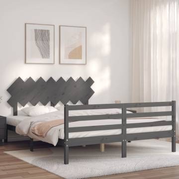 Stylish Grey Bed Frame with Headboard 160x200 cm - Hipomarket