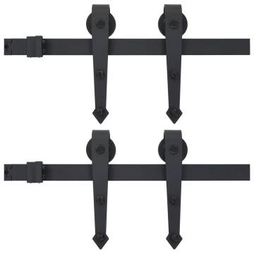 Sliding Door Hardware Kits - 2 pcs 200 cm Steel Black | HipoMarket