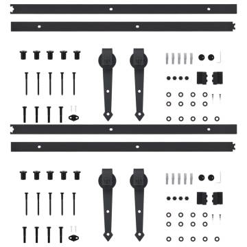 Sliding Door Hardware Kits - 2 pcs 200 cm Steel Black | HipoMarket