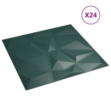 24 Green XPS Wall Panels 50x50 cm | Diamond Design - HipoMarket