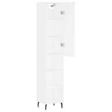 Stylish Highboard White 34.5x34x180 cm - Durable Engineered Wood