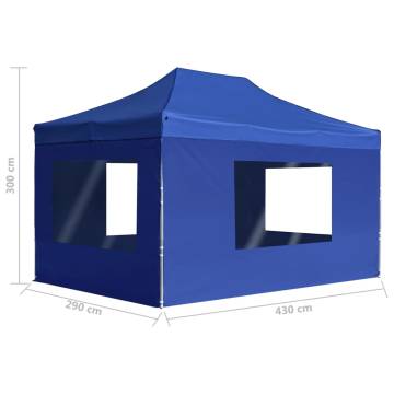 Professional Folding Party Tent with Walls - 4.5x3 m Blue