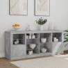 Modern Sideboard with LED Lights - Concrete Grey 163x37x67 cm