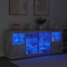 Modern Sideboard with LED Lights - Concrete Grey 163x37x67 cm