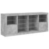 Modern Sideboard with LED Lights - Concrete Grey 163x37x67 cm