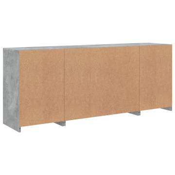 Modern Sideboard with LED Lights - Concrete Grey 163x37x67 cm