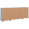 Modern Sideboard with LED Lights - Concrete Grey 163x37x67 cm