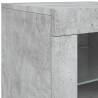 Modern Sideboard with LED Lights - Concrete Grey 163x37x67 cm