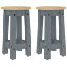 Grey Solid Wood Pine Bar Stools - 2 pcs | Hipo Market