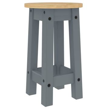 Grey Solid Wood Pine Bar Stools - 2 pcs | Hipo Market