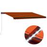 Manual Retractable Awning with LED 500x300 cm Orange and Brown Colour multicolour Size 500 x 300 cm Quantity in Package 1 