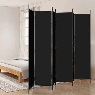 6-Panel Black Room Divider - 300x220 cm Fabric | HipoMarket