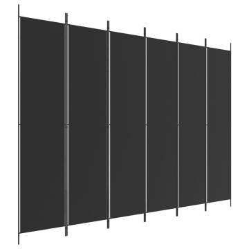 6-Panel Black Room Divider - 300x220 cm Fabric | HipoMarket