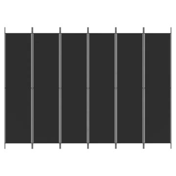 6-Panel Black Room Divider - 300x220 cm Fabric | HipoMarket