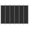 6-Panel Black Room Divider - 300x220 cm Fabric | HipoMarket