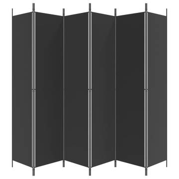 6-Panel Black Room Divider - 300x220 cm Fabric | HipoMarket