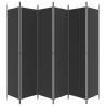 6-Panel Black Room Divider - 300x220 cm Fabric | HipoMarket