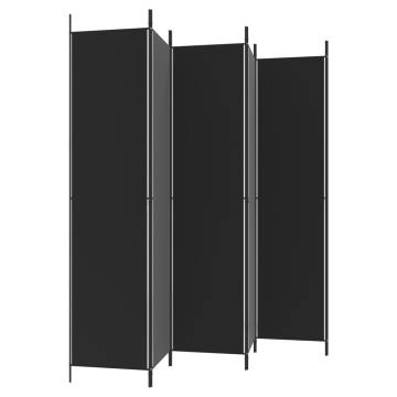 6-Panel Black Room Divider - 300x220 cm Fabric | HipoMarket