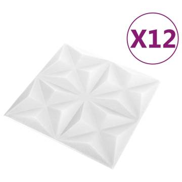 3D Wall Panels (12 pcs) - Origami White 50x50 cm | Hipomarket