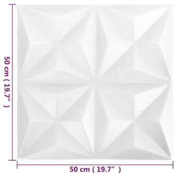 3D Wall Panels (12 pcs) - Origami White 50x50 cm | Hipomarket