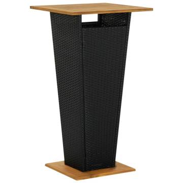 Stylish Black Bar Table - 60x60x110 cm Poly Rattan & Acacia Wood