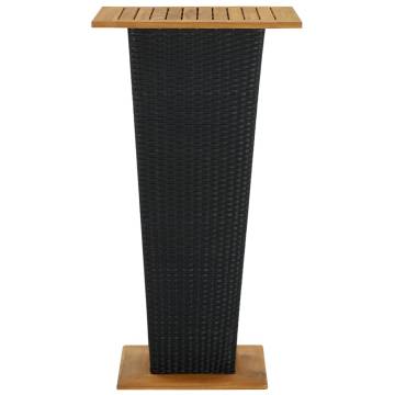 Stylish Black Bar Table - 60x60x110 cm Poly Rattan & Acacia Wood