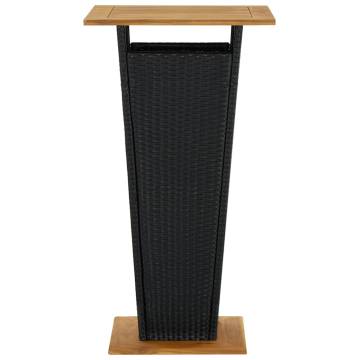 Stylish Black Bar Table - 60x60x110 cm Poly Rattan & Acacia Wood