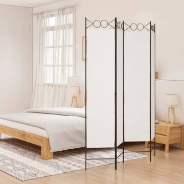 4-Panel Room Divider - White Fabric 160x200 cm | Hipo Market