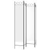 4-Panel Room Divider - White Fabric 160x200 cm | Hipo Market