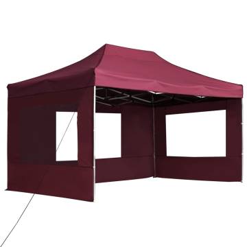 Professional Folding Party Tent 4.5x3m Wine Red - Hipomarket