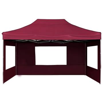 Professional Folding Party Tent 4.5x3m Wine Red - Hipomarket