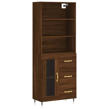 Stylish Highboard in Brown Oak - 69.5x34x180 cm