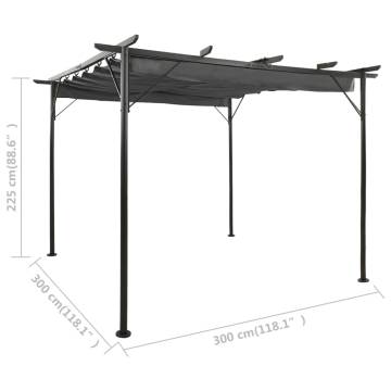 Pergola with Retractable Roof Anthracite 3x3m - Hipomarket