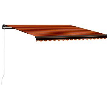 Manual Retractable Awning with LED - 400x300 cm Orange & Brown