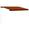 Manual Retractable Awning with LED - 400x300 cm Orange & Brown