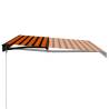 Manual Retractable Awning with LED - 400x300 cm Orange & Brown