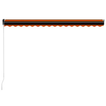 Manual Retractable Awning with LED - 400x300 cm Orange & Brown