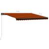 Manual Retractable Awning with LED - 400x300 cm Orange & Brown