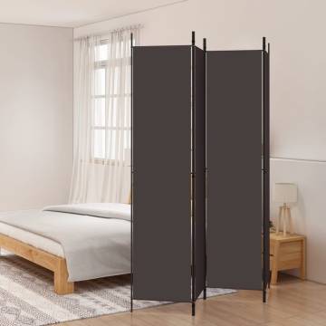 4-Panel Brown Room Divider - 200x220 cm Fabric Privacy Screen