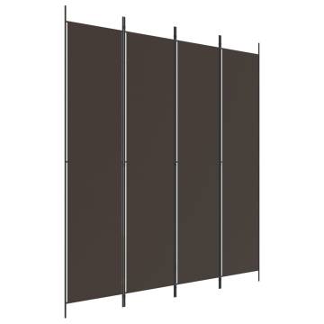 4-Panel Brown Room Divider - 200x220 cm Fabric Privacy Screen