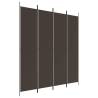 4-Panel Brown Room Divider - 200x220 cm Fabric Privacy Screen