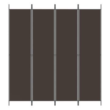 4-Panel Brown Room Divider - 200x220 cm Fabric Privacy Screen