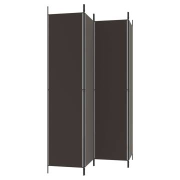 4-Panel Brown Room Divider - 200x220 cm Fabric Privacy Screen