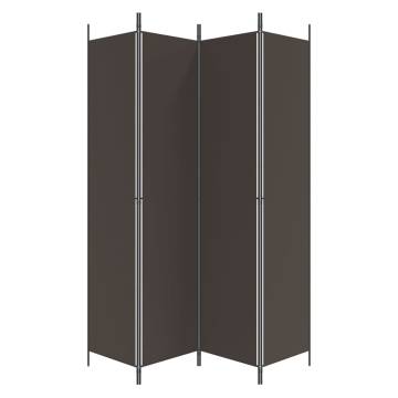 4-Panel Brown Room Divider - 200x220 cm Fabric Privacy Screen