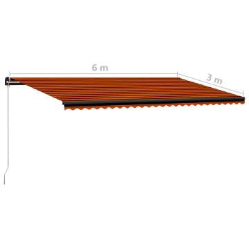 Manual Retractable Awning 600x300 cm - Orange & Brown