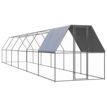 Spacious Outdoor Chicken Cage - Galvanised Steel 2x12x2 m