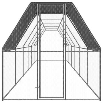 Spacious Outdoor Chicken Cage - Galvanised Steel 2x12x2 m