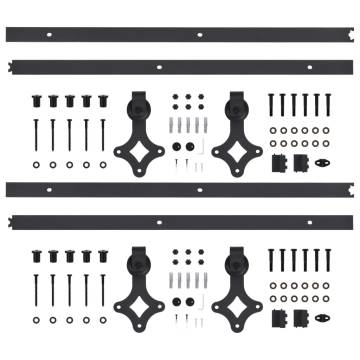 Sliding Door Hardware Kits 2 pcs 183 cm Steel Black