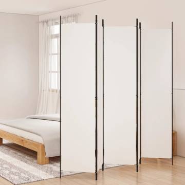 5-Panel Room Divider White 250x220 cm Fabric - Hipomarket