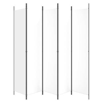 5-Panel Room Divider White 250x220 cm Fabric - Hipomarket